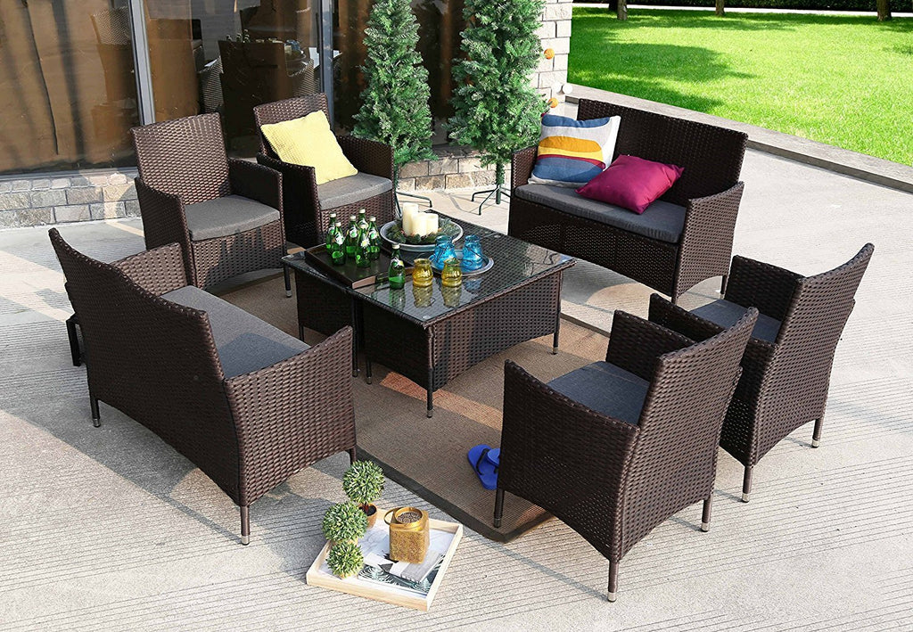 8 seater rattan outlet garden table and chairs