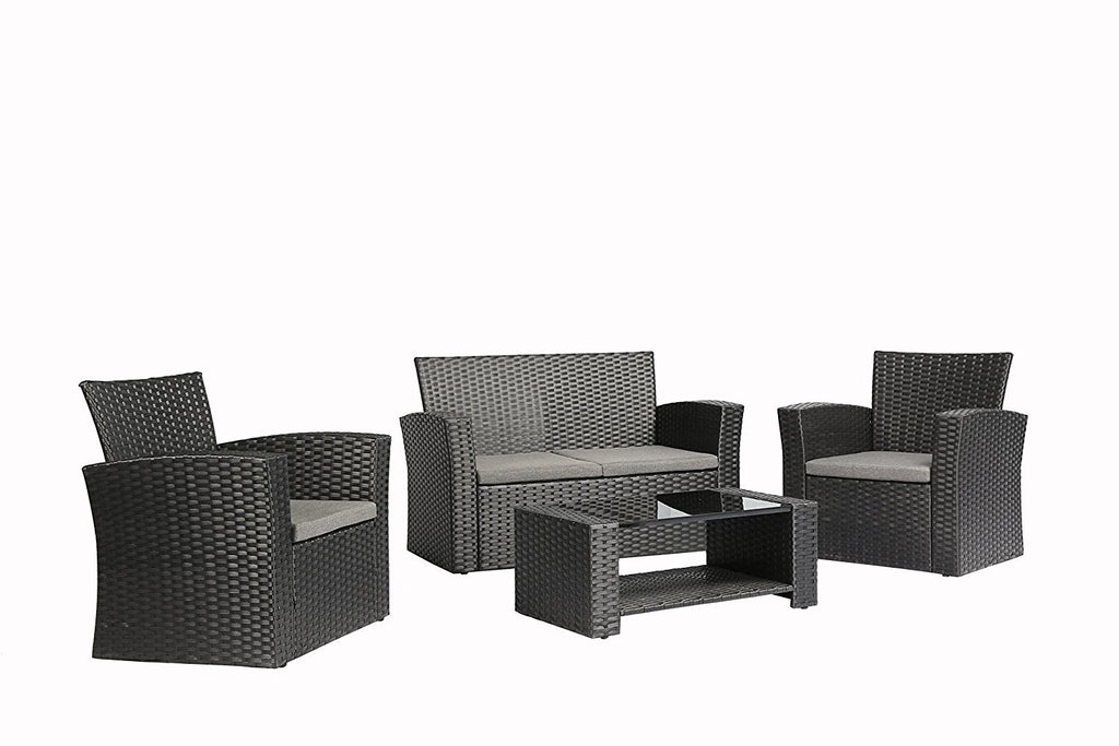 Black rattan 4 discount piece garden set