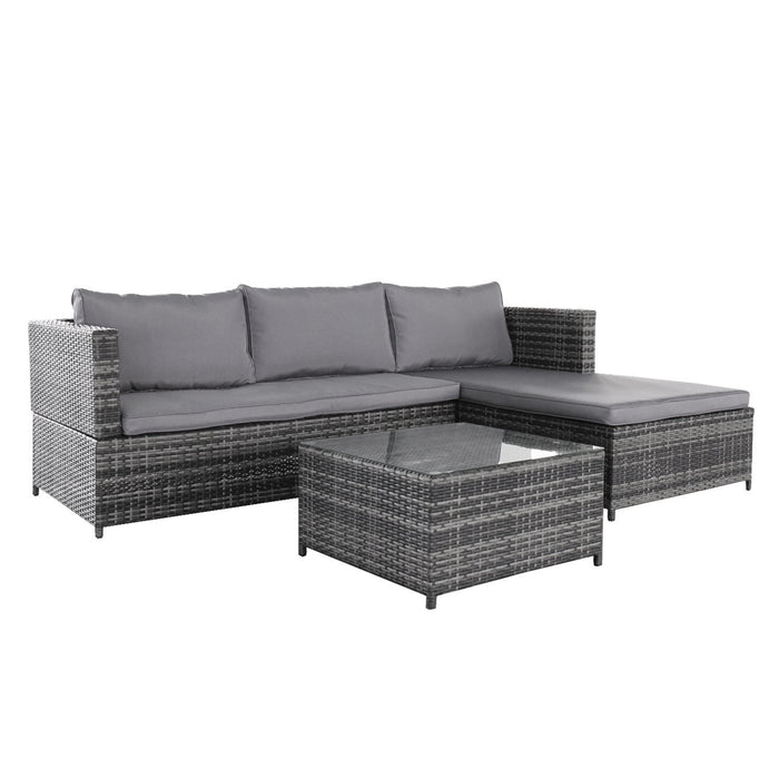 Azure Sky 14066 Complete Wicker Rattan Pool Patio Garden Set with Cushions, Grey