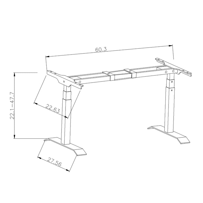A3-63 Ergonomic 63-in 3 Memory Buttons LED Electric Automatic Height Adjustable Sit to Stand Curved Work Office Desk with White Legs