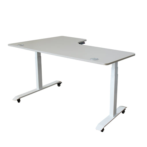 A3-63L Ergonomic 63-in 3 Memory Buttons LED Electric Automatic Height Adjustable Sit to Stand L-Shaped Corner Work Office Desk with Black Legs