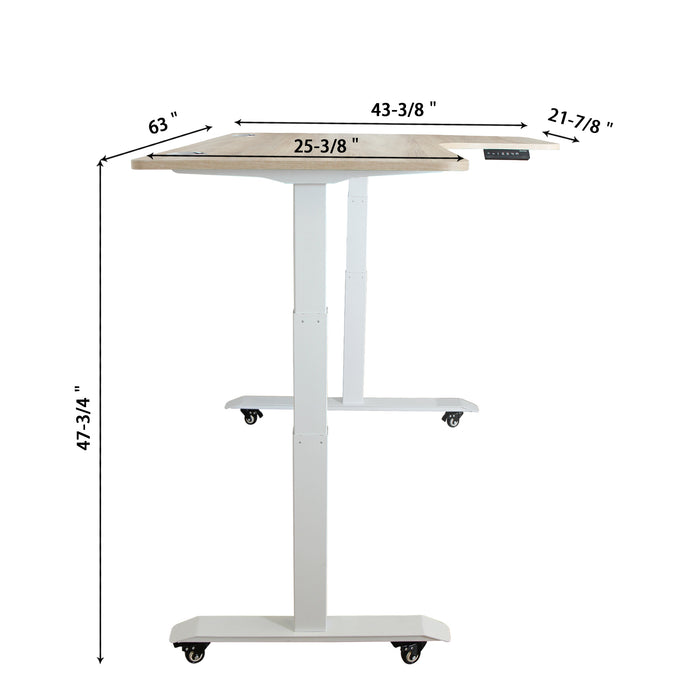 A3-63L Ergonomic 63-in 3 Memory Buttons LED Electric Automatic Height Adjustable Sit to Stand L-Shaped Corner Work Office Desk with Black Legs
