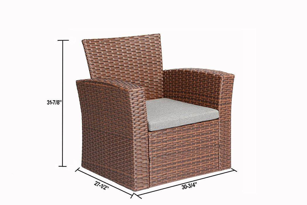Azure Sky AS87BR 4 Piece Wicker Set, Brown