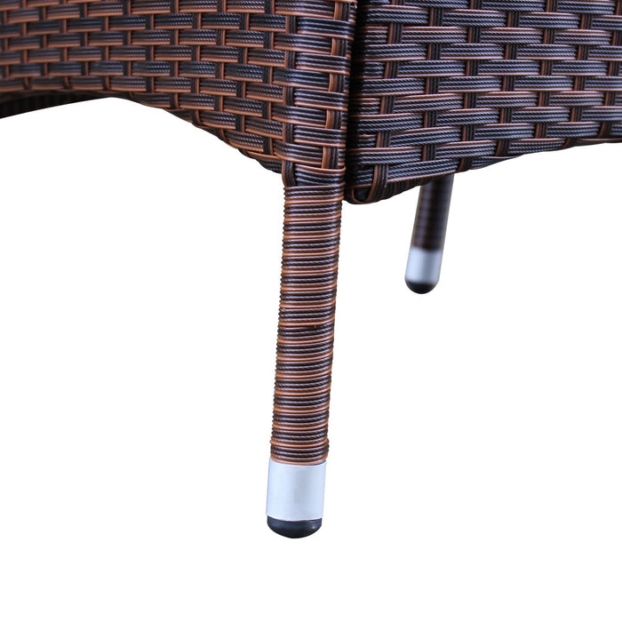 Azure Sky Rattan Outdoor Patio Furniture Set Garden Lawn Sofa Wicker Sofa Glass Top Table 2 Chairs (Brown)