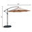 Baner Garden 10' Offset Hanging Patio Adjustable UV Umbrella Freestanding Outdoor Parasol Cantilever Set, comes with 4 pieces Heavy Duty Resin Stand, Light Brown (CA-2001-AB)-Long Mountains