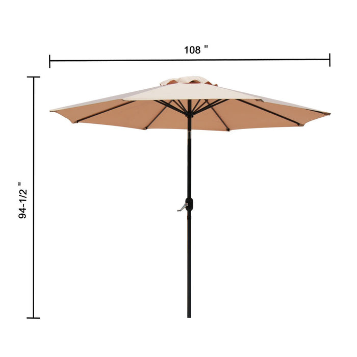 Baner Garden 9' Offset Hanging Patio Adjustable Market Umbrella Freestanding Outdoor Parasol Cantilever Crank Lift and Tilt Set comes with Heavy Duty Resin Stand, Light Brown (CA-1102-AB)-Long Mountains