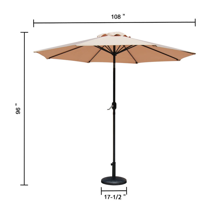 Baner Garden 9' Offset Hanging Patio Adjustable Market Umbrella Freestanding Outdoor Parasol Cantilever Crank Lift and Tilt Set comes with Heavy Duty Resin Stand, Light Brown (CA-1102-AB)-Long Mountains