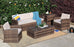 Baner Garden A164 5 Piece Outdoor Full Sofa Coffee and Side Table Rattan Pool Patio Garden Set with Cushions, Mixed Gray-Long Mountains