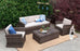 Baner Garden A166 4 Piece Outdoor Full Sofa Coffee Table Rattan Pool Patio Garden Set with Cushions, Mixed Gray-Long Mountains
