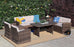 Baner Garden A168 6 Piece Outdoor Full Sofa Dining Table Rattan Pool Patio Garden Set with Cushions, Mixed Gray-Long Mountains