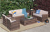 Baner Garden A169 6 Piece Outdoor Full Sofa Coffee and Side Table Rattan Pool Patio Garden Set with Cushions, Mixed Gray-Long Mountains