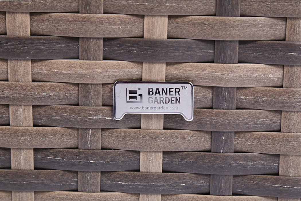 Baner Garden K86-GR Nat PE Wicker Sectional Sofa Set, 6-Seater, Tow-Tone Brown-Long Mountains