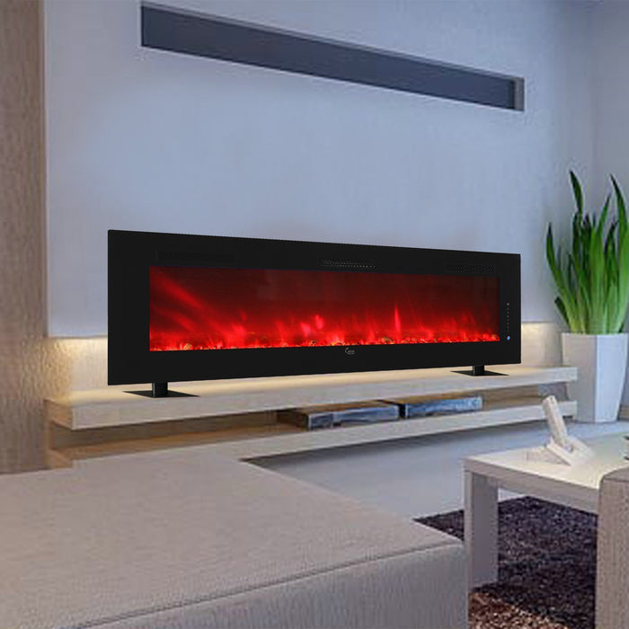 Caesar Hardware Luxury Linear Wall Mount Recess Freestanding Flame Electric Fireplace, 102", Multicolor-Long Mountains