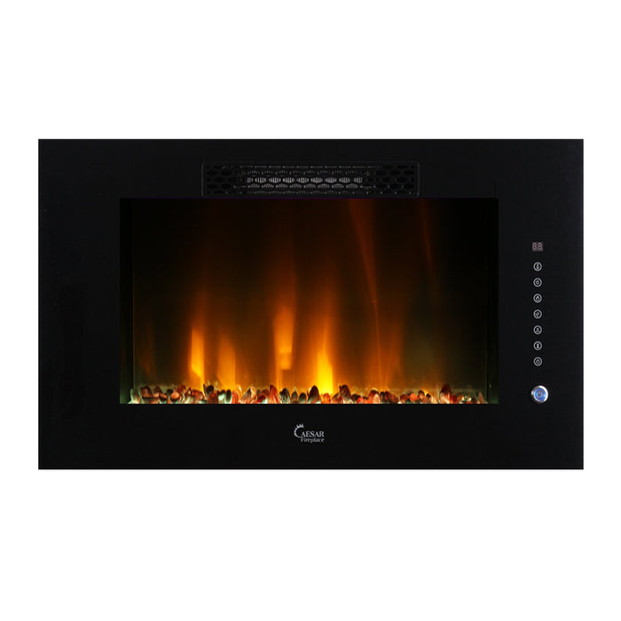 Caesar Luxury Linear Wall Mount Recess Freestanding Multicolor Flame Electric Fireplace, 30-Inch-Long Mountains