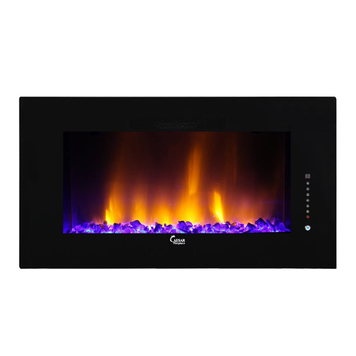 Caesar Luxury Linear Wall Mount Recess Freestanding Multicolor Flame Electric Fireplace, 50-Inch-Long Mountains