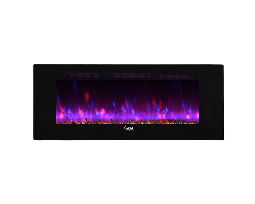 Caesar Luxury Linear Wall Mount Recess Freestanding Multicolor Flame Electric Fireplace, 74-Inch-Long Mountains