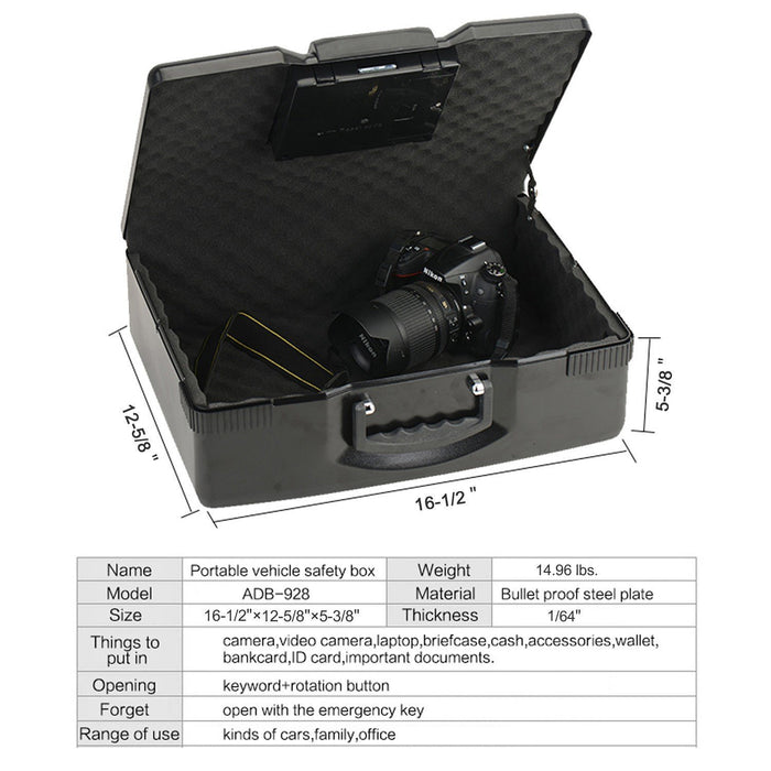 Caesar Safe Portable Electronic Digital Car Multipurpose Laptop Gun Safe CH-928, Black-Long Mountains