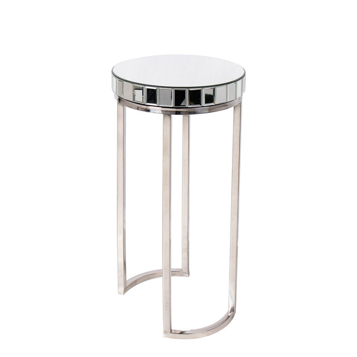 Magari Furniture Argento Mirrored Round Side/End Table-Long Mountains