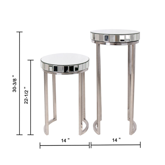 Magari Furniture Argento Mirrored Round Side/End Table-Long Mountains