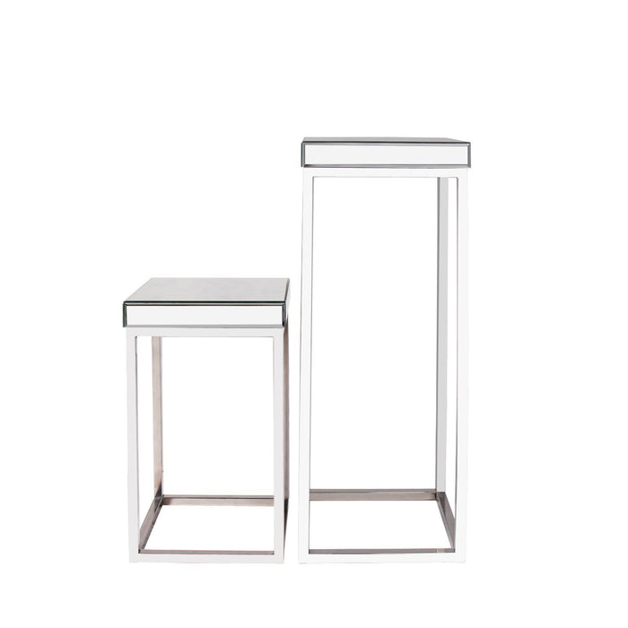 Magari Furniture Argento Mirrored Square Side/End Tables-Long Mountains