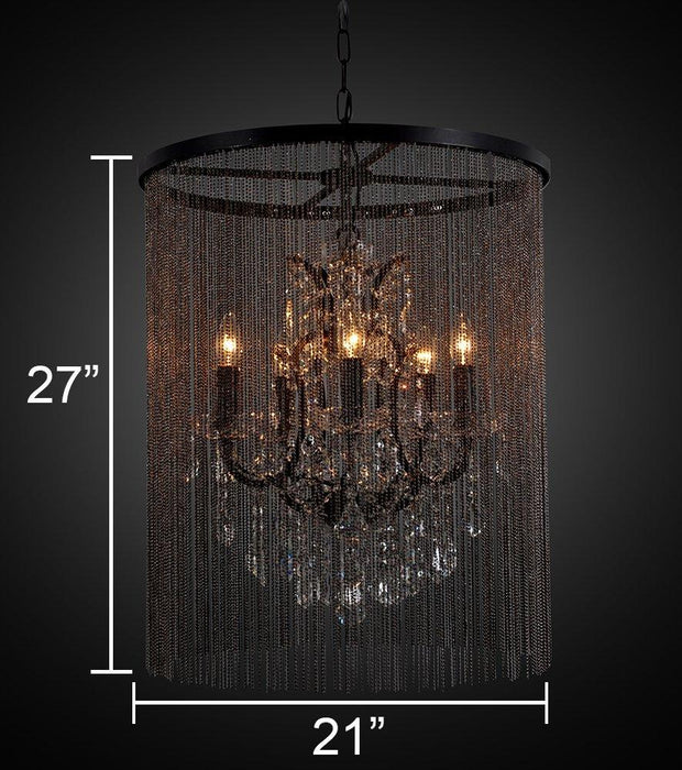 Magari Furniture D6144-5DR Cascata I Candle-Style Chandelier with Crystals Modern-Long Mountains