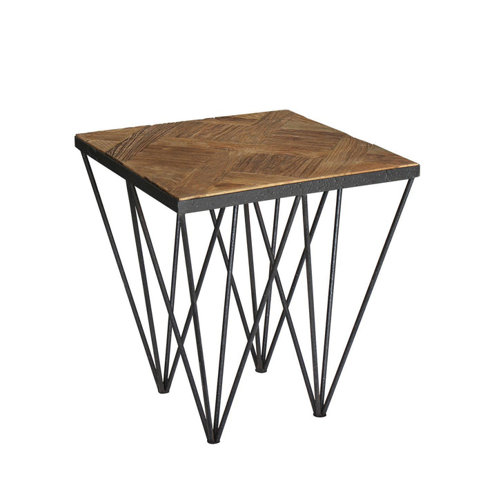 Magari Furniture GL1557 A Punta Reclaimed Elm Wood Side Table-Long Mountains