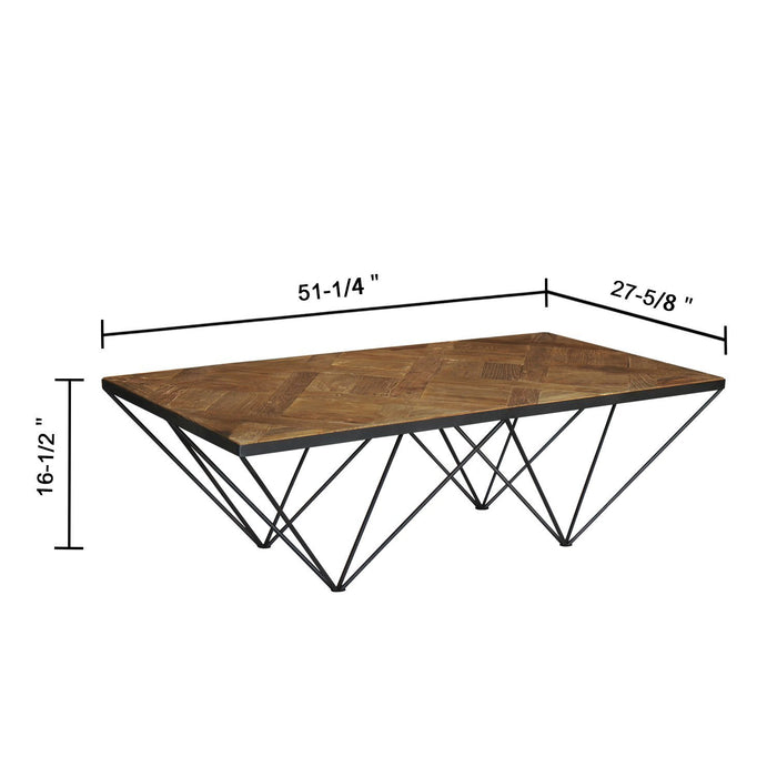 Magari Furniture GL1558 A Punta II Reclaimed Elm Wood Coffee Table-Long Mountains