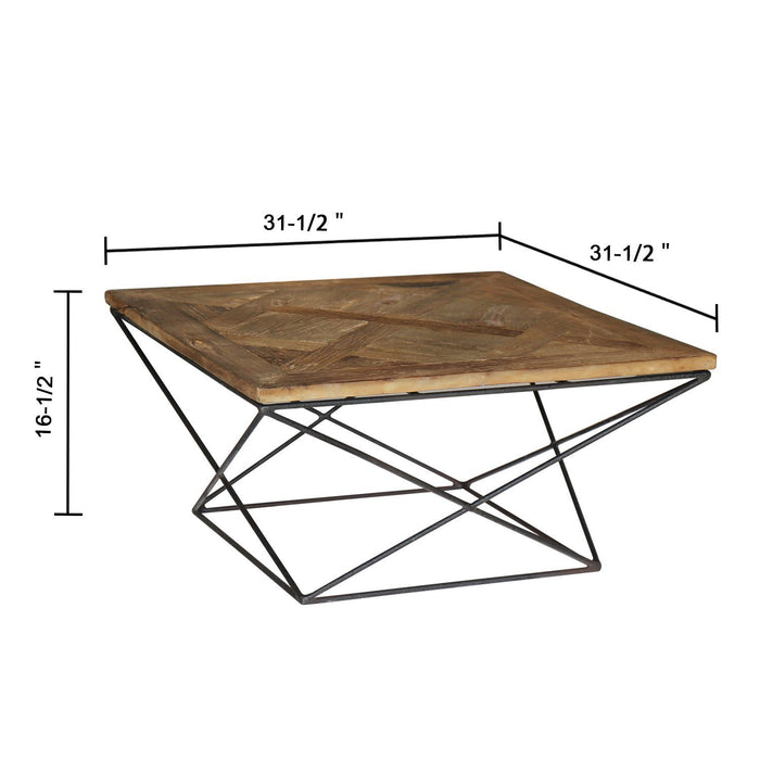 Magari Furniture GL1559 Torcere Reclaimed Elm Wood Coffee Table-Long Mountains