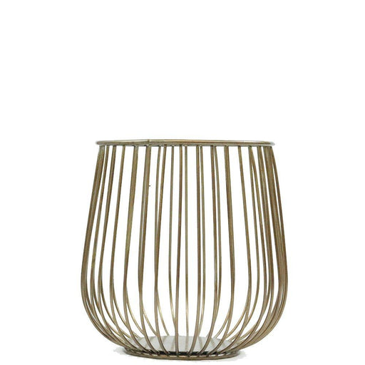 Magari Furniture MA377 Lieve Metal Basket Candleholder, Small, Rustic Gold-Long Mountains