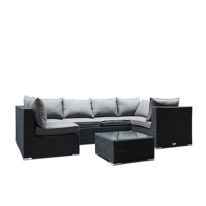 Magari Furniture MA90 Cavaliere Sectional Sofa Patio Set, Black-Long Mountains