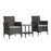 Magari Furniture NGI-8 Giorno Rattan Wicker Patio Bistro Set (3 Pieces), Black-Long Mountains