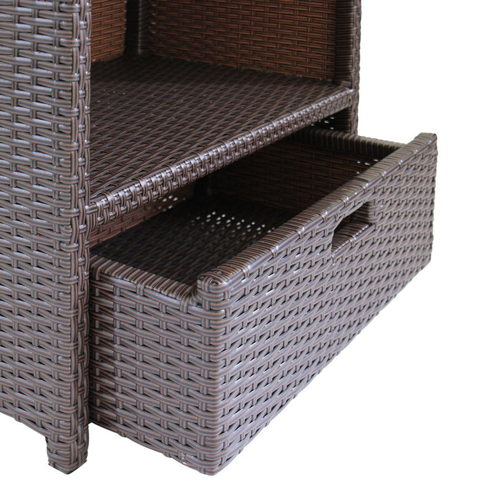 Magari MA-2 Outdoor/Indoor Freestanding Organizer Shelf Towel Pool Patio Cabinet, Brown-Long Mountains
