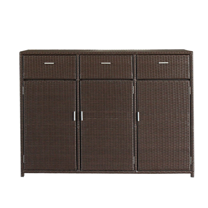 Magari MA-3 Outdoor/Indoor Freestanding Organizer Cabinet Towel Pool Patio Console, Brown-Long Mountains