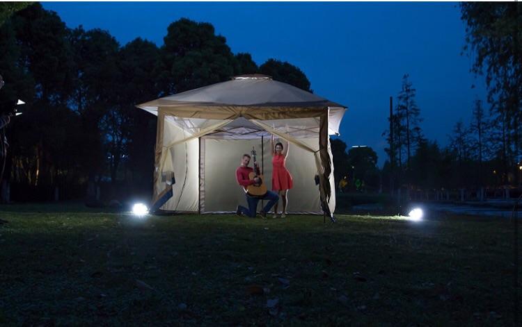 Suntime ST-1 Fully Enclosed Canopy Instant Popup Gazebo with Solar Powered LED Lights and Mesh Insect Screen, Portable-Long Mountains